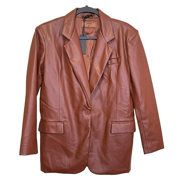 Blank NYC Women's XS Blazer Soft Faux Leather Brown Jacket NWT - Picture 2 of 6